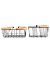 Load image into Gallery viewer, Wood Handled Storage Baskets