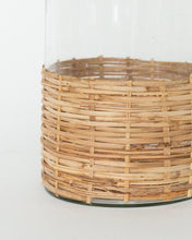 Load image into Gallery viewer, Glass &amp; Rattan Vase
