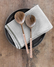 Load image into Gallery viewer, Leather Woven Handle Salad Servers
